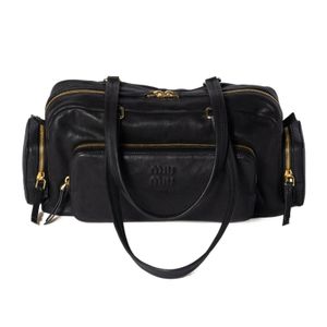 Miu Miu Black Pocket Washed Nappa Leather Bag