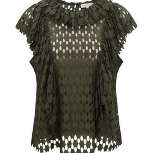 Ulla Johnson Green Daevy Ruffled Lace Blouse