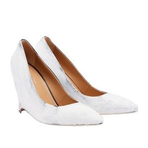 Maison Margiela White Heel-Less Leather Wedge Pumps
