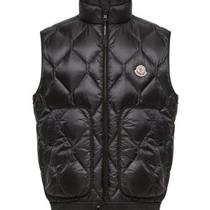 Moncler Black Logo Patch Zip-Up Quilted Vest for men