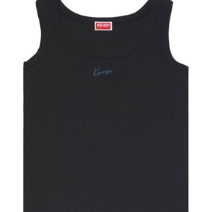 KENZO Black Logo Ribbed Tank Top