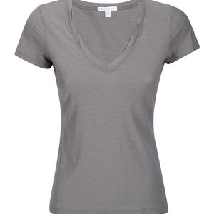 James Perse Grey Reverse Binding V-Neck T-Shirt