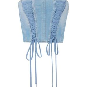 Elisabetta Franchi Blue Denim Bustier Top