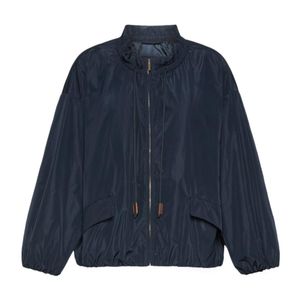 Max Mara Blue Drawstring-Neck Elasticated-Hem Jacket