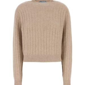 Prada Natural Crewneck Knitted Jumper