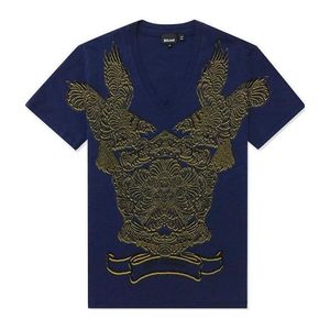 Just Cavalli Blue V-Collar Short-Sleeved T-Shirt for men