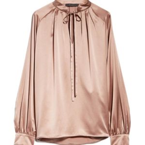 Max Mara Pink Tamigi Bow Detailed Long-Sleeved Blouse