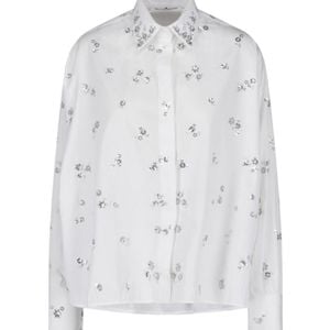 Ermanno Scervino White Sequin Floral Embellished Shirt