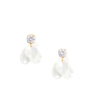 Self-Portrait White Crystal Petal Earrings