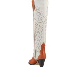 Isabel Marant White Two-Tone Suede Western Denim Boots