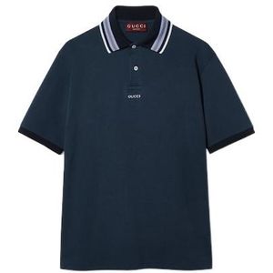 Gucci Blue Cotton Piquet Polo Shirt for men