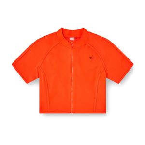 DIESEL Orange Skyler-D-Pop Zipped Cropped Swim Shirt