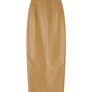 Khaite Natural Winton Patchwork Leather Midi Skirt
