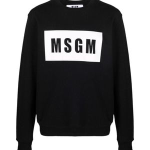 MSGM Black Logo-Print Cotton Sweatshirt for men