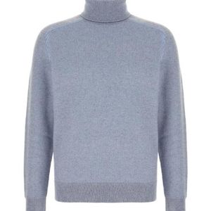 Zegna Blue Ribbed Roll-Neck Sweater for men