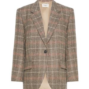 Weekend by Maxmara Brown Prince Of Wales Check Wool Single-Breasted Blazer