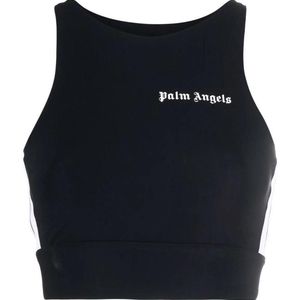 Palm Angels Blue Logo-Printed Round Neck Tank Top