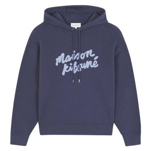 Maison Kitsuné Blue Maison Kitsuné Logo Patch Drawstring Hoodie for men