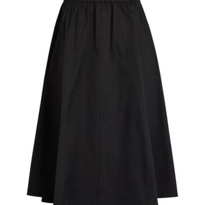 Vince Black Cotton-Poplin Midi Skirt