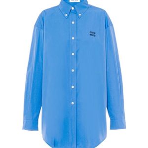 Miu Miu Blue Oversized Poplin Shirt