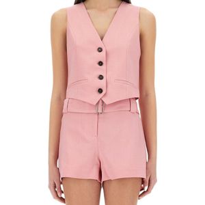 MSGM Pink V-Neck Buttoned Waistcoat