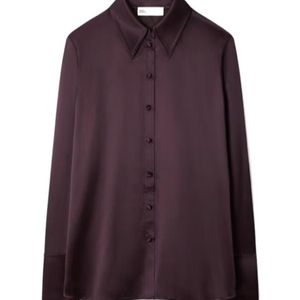 Tory Burch Purple Cuffed Silk Shirt