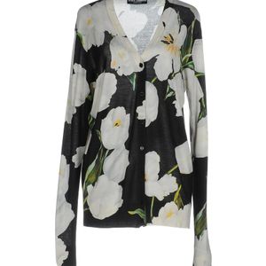 Dolce & Gabbana Grey Printed Lightweight Knit Cardigan
