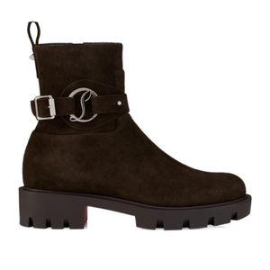 Christian Louboutin Brown Buckle Strap Boots