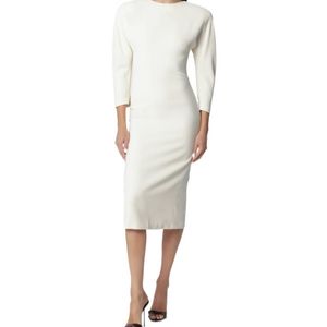 ANDAMANE White Fitted Midi Dress