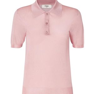 Fendi Pink Slim Logo Polo Shirt