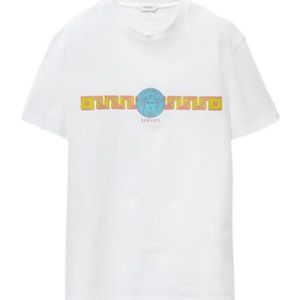 Versace White Printed Cotton-Jersey Slim T-Shirt for men