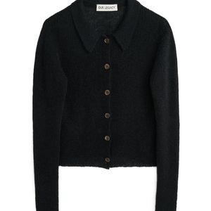 Our Legacy Black Mazzy Long Sleeved Ribbed-Knit Cardigan