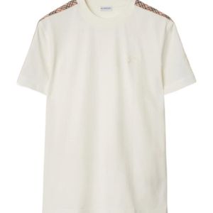 Burberry White Logo Embroidered Crewneck T-Shirt for men