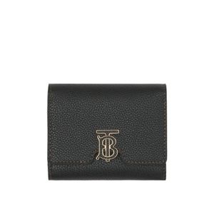 Burberry Black Logo Plaque Trifold Wallet