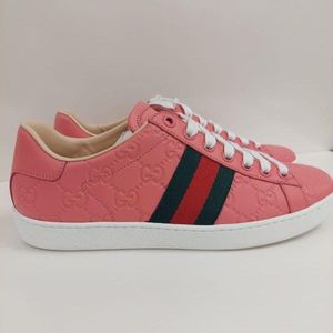 Gucci Pink Ace Round-Head Low-Cut Casual Shoes