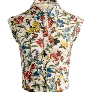Alice + Olivia Metallic Kim Floral-Print Corset Top