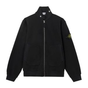 Stone Island Black Logo Patch Zip-Up Track Jacket for men