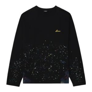 we11done Black Splatter Long-Sleeves T-Shirt for men