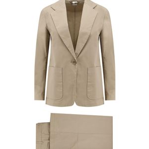 Aspesi Natural Single Breasted Wide-Leg Suit
