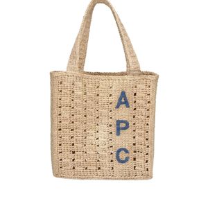 A.P.C. White Logo Open-Weave Tote Bag