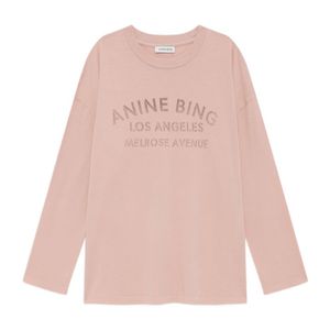 Anine Bing Pink Ivan Long-Sleeve Cotton T-Shirt