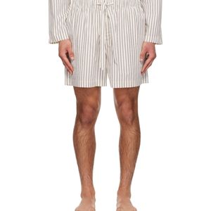 Tekla White Striped Pajama Shorts for men