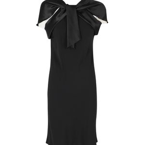 Alberta Ferretti Black Bow-Detail Dress
