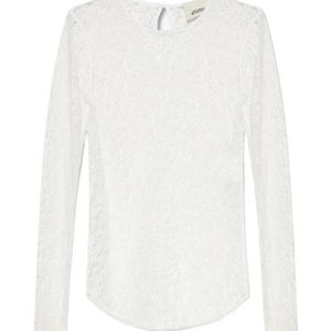 Isabel Marant White Toyela Lace Crewneck Top