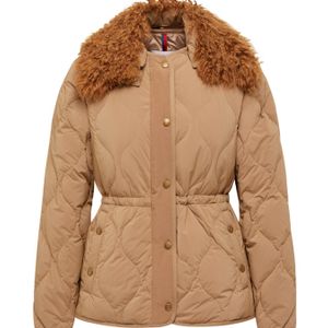 Moncler Brown Quintin 3-In-1 Shearling-Trimmed Short Quilted Jacket