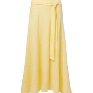 Velvet By Graham & Spencer Yellow Malina Linen Midi Skirt