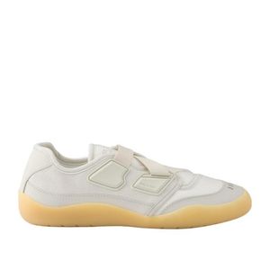 Prada White Speedrock Technical Mesh And Leather Sneakers