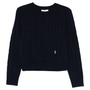 Sporty & Rich Blue Cable-Knit Sweate