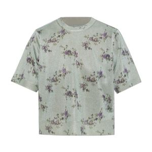 Ganni Grey Floral-Print T-Shirt