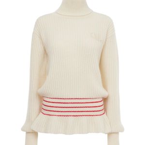 Chloé White Chloé Oversized Logo Turtleneck Sweater